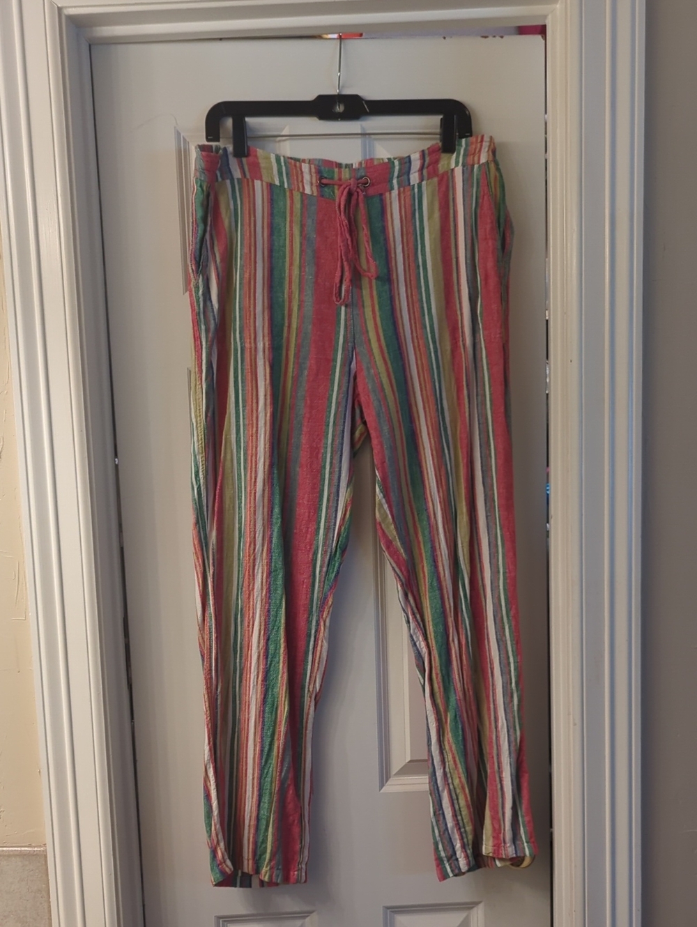 For Cynthia Multicolor Vertical Stripe Drawstring Pants